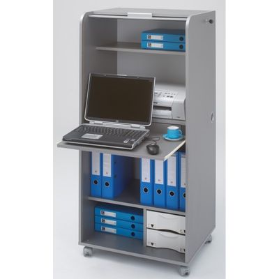 Armoire à rideaux ORGA - 2 tiroirs - H140 cm - Aluminium