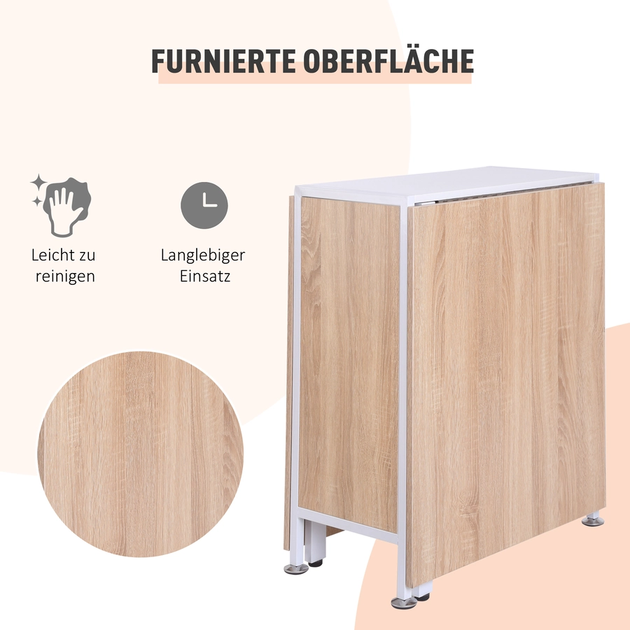 HOMCOM Klapptisch mit Stauraum natur, weiß