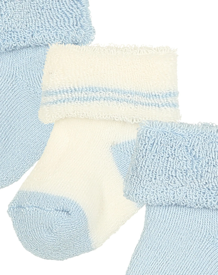 Erstlings-Socken PLÜSCH 6er-Pack in blau/latte