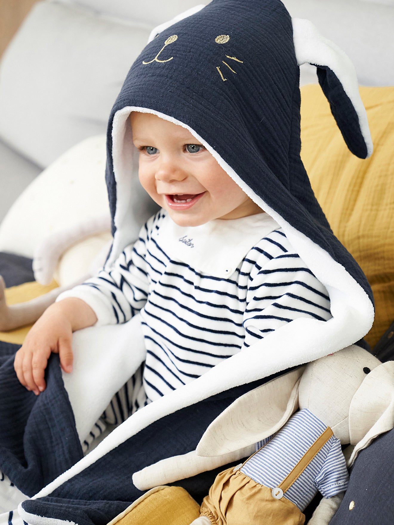 Plaid bébé gaze de coton doublé polaire