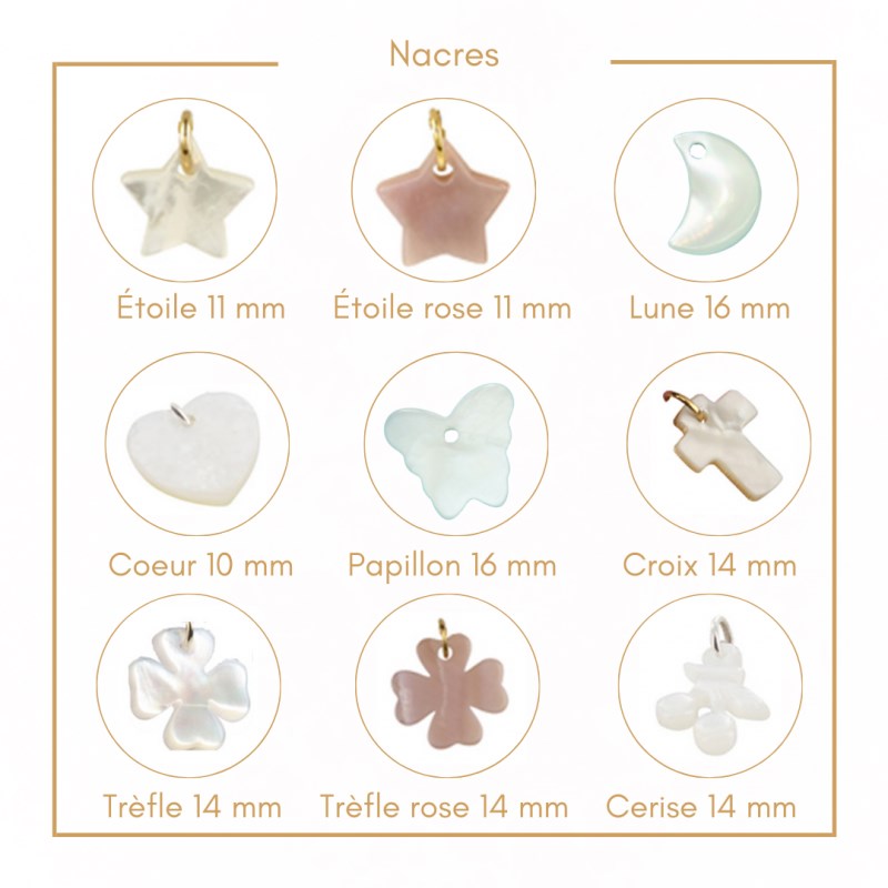 Collier enfant médaille et nacre plaqué or 3 microns