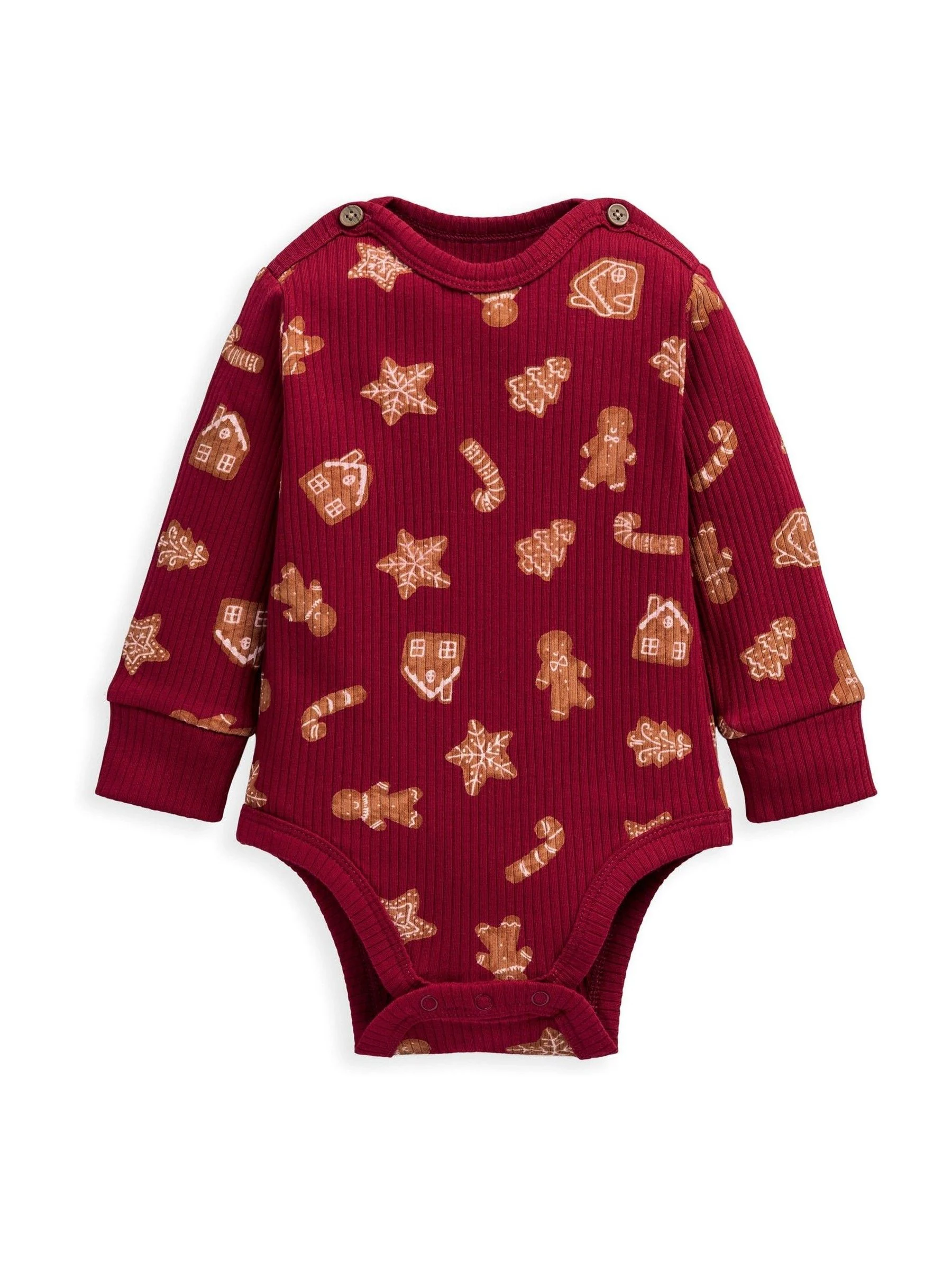 Mamas & Papas Kerstmis rode top en Leggings Set met Gingerbread Print