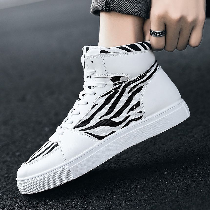 Tanzanite - Zebra Print High Top Sneakers