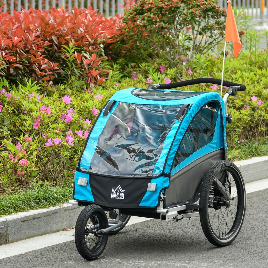 HOMCOM 3in1 Kinderwagen auch als Jogger und Fahrradanhänger blau