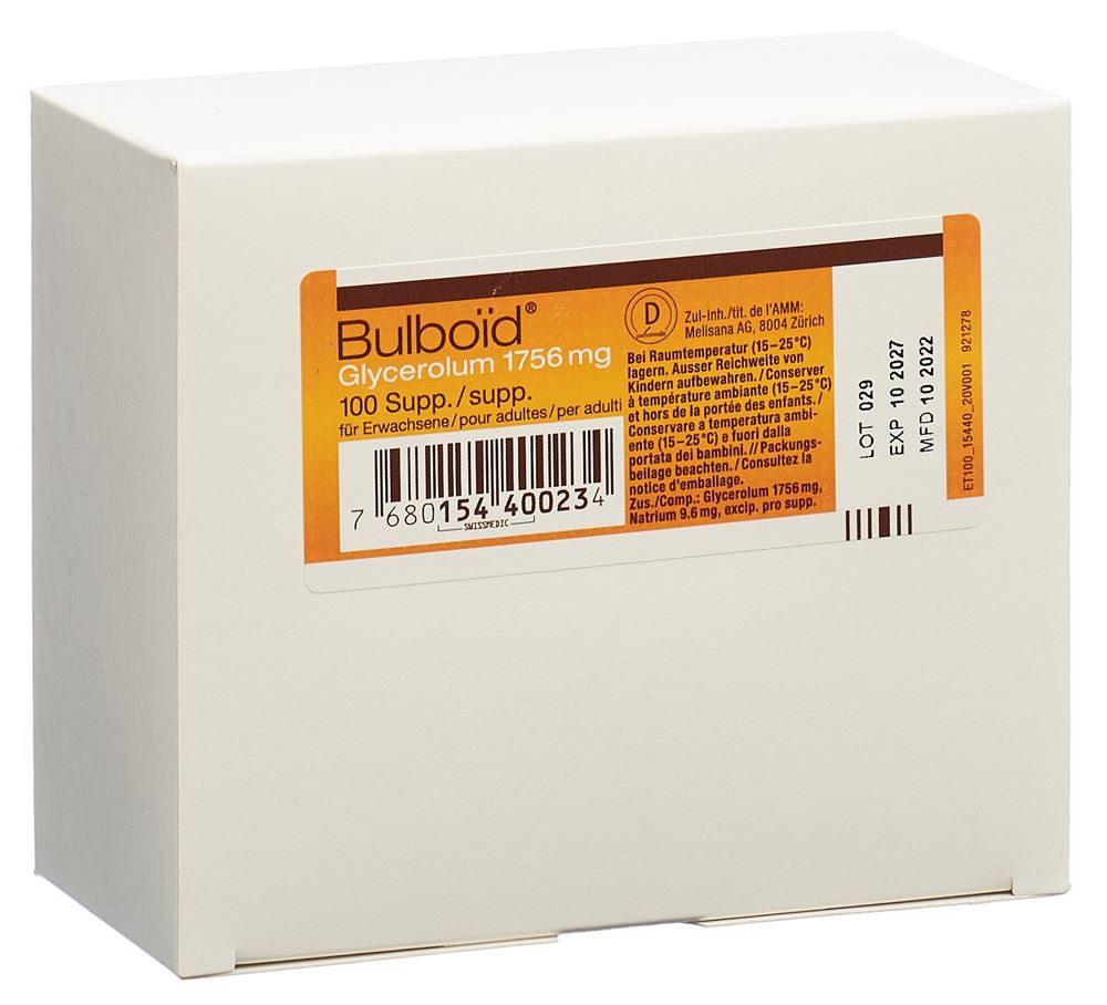 BULBOID Supp Erw Blist 100 Stk<br>100 Stück, Blister, Zäpfchen