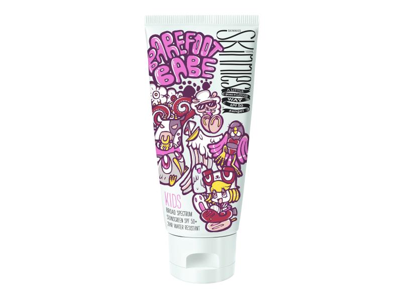 Skinnies Sonnengel Kids Barefoot Babe LSF 50 100 ml Wasserfeste Sonnencrème für Kinder und Babys