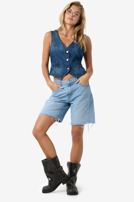 Noisy may blauwe dames korte broek