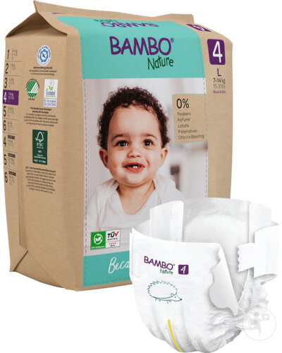 Bambo Nature Couches Bébé Taille 4-7 À 14kg Sachets En Papier 24 Pièces