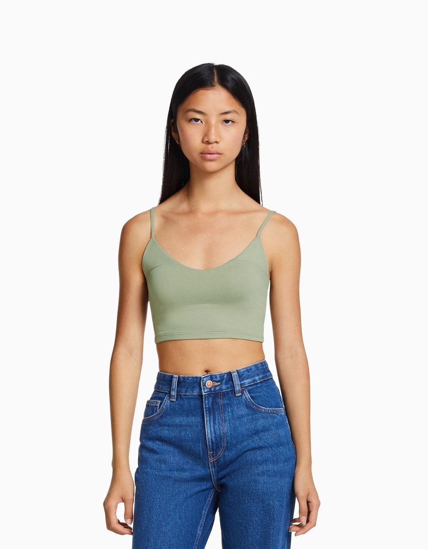 Top cropped de alças finas