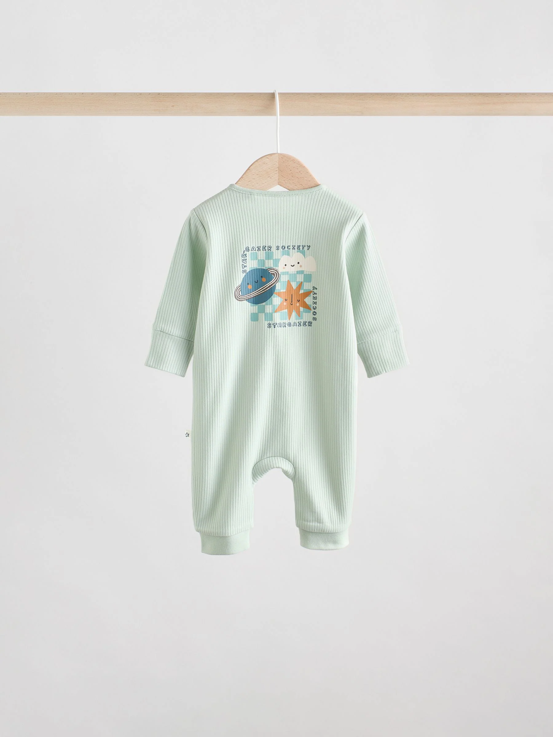 Lichtblauw - Set van 3 baby pyjama's zonder voetjes met tweewegrits van katoen (0mnd-3jr)