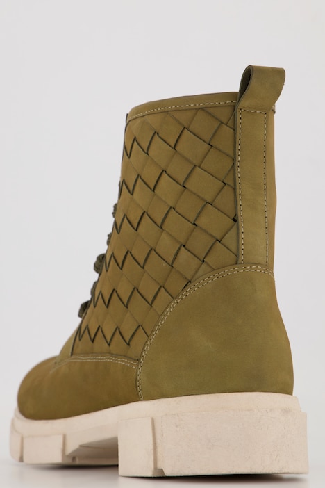 Leder-Stiefeletten, Flechtoptik, Weite H