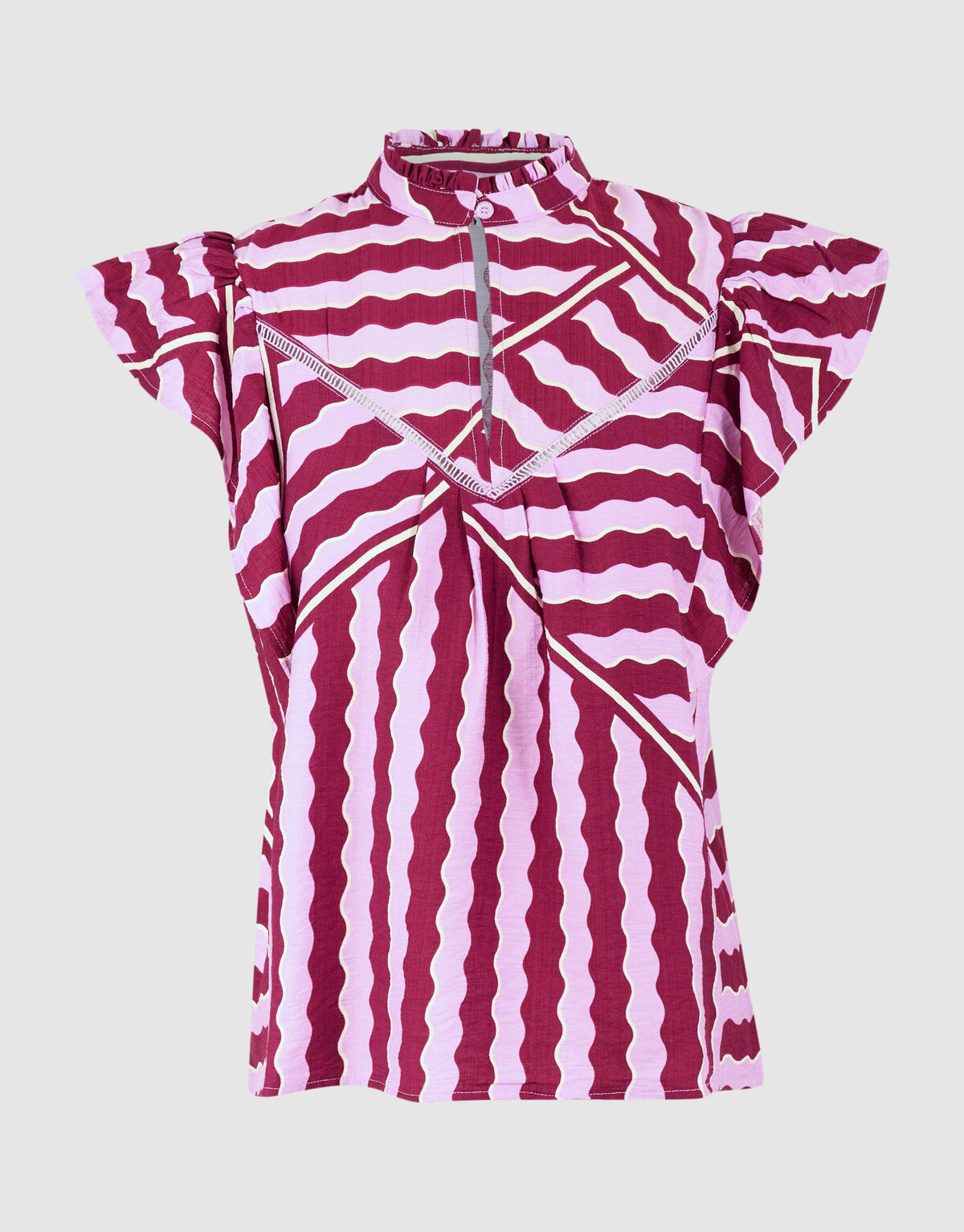 Wavy Printed Top Roze/Paars