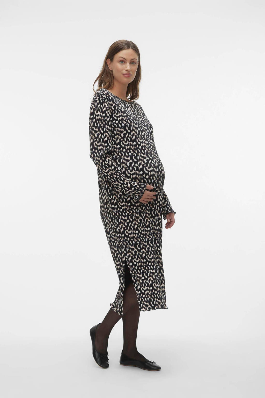 MAMALICIOUS zwangerschapsjurk MLAMALIA met all over print zwart/wit