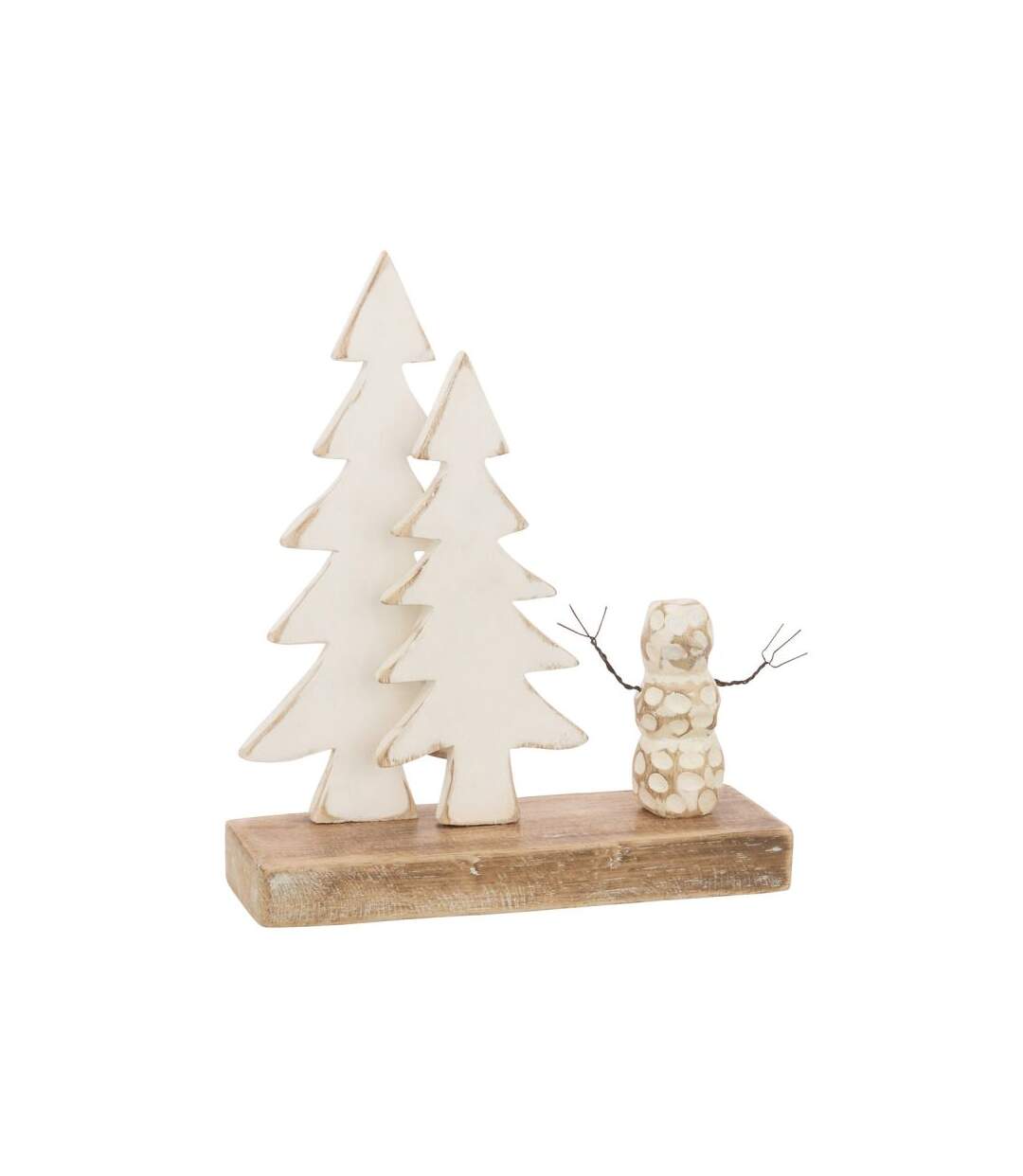 Paris Prix - Décoration En Bois bonhomme De Neige 30cm Blanc