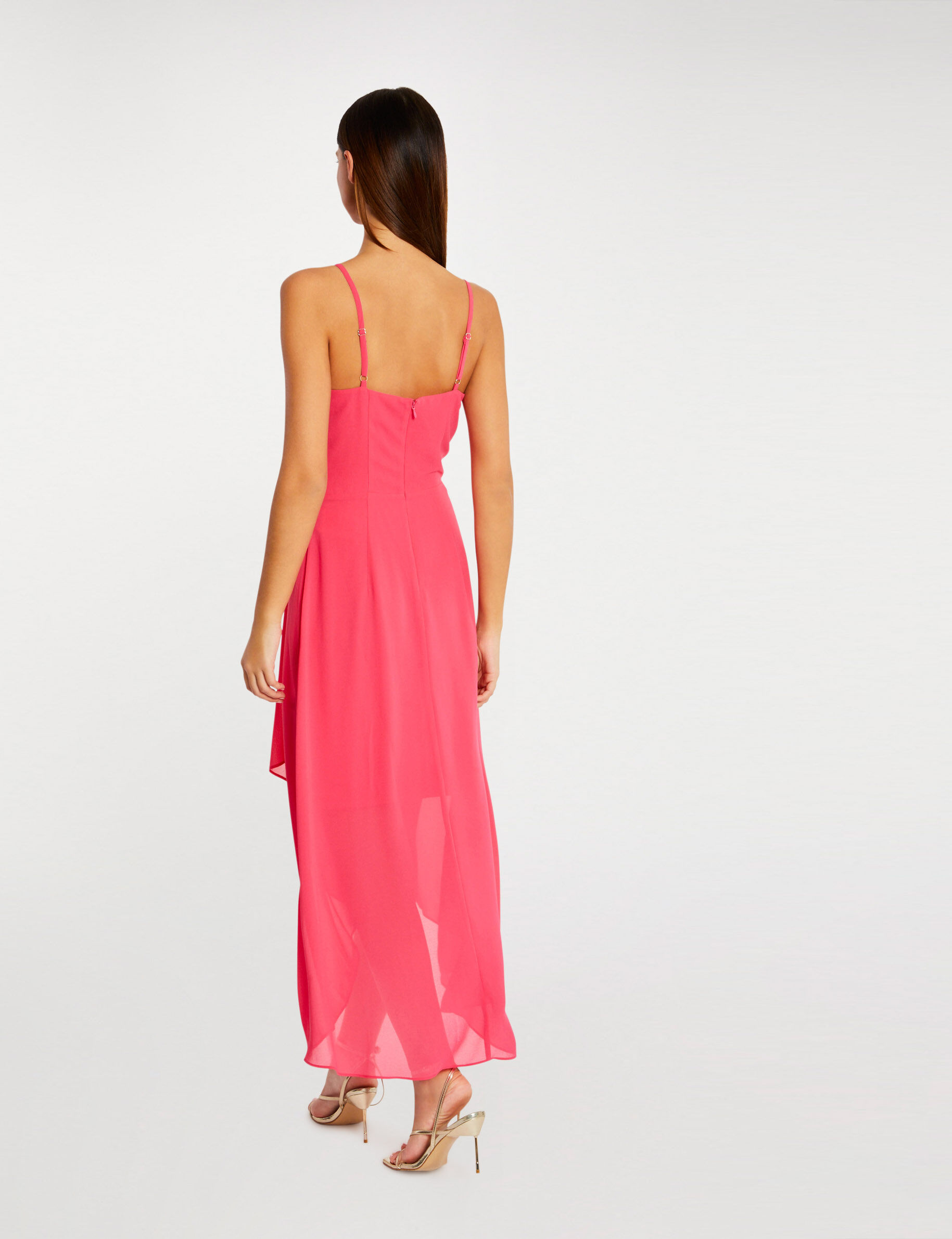Robe mi-longue à fines bretelles rose moyen femme - rose_moyen