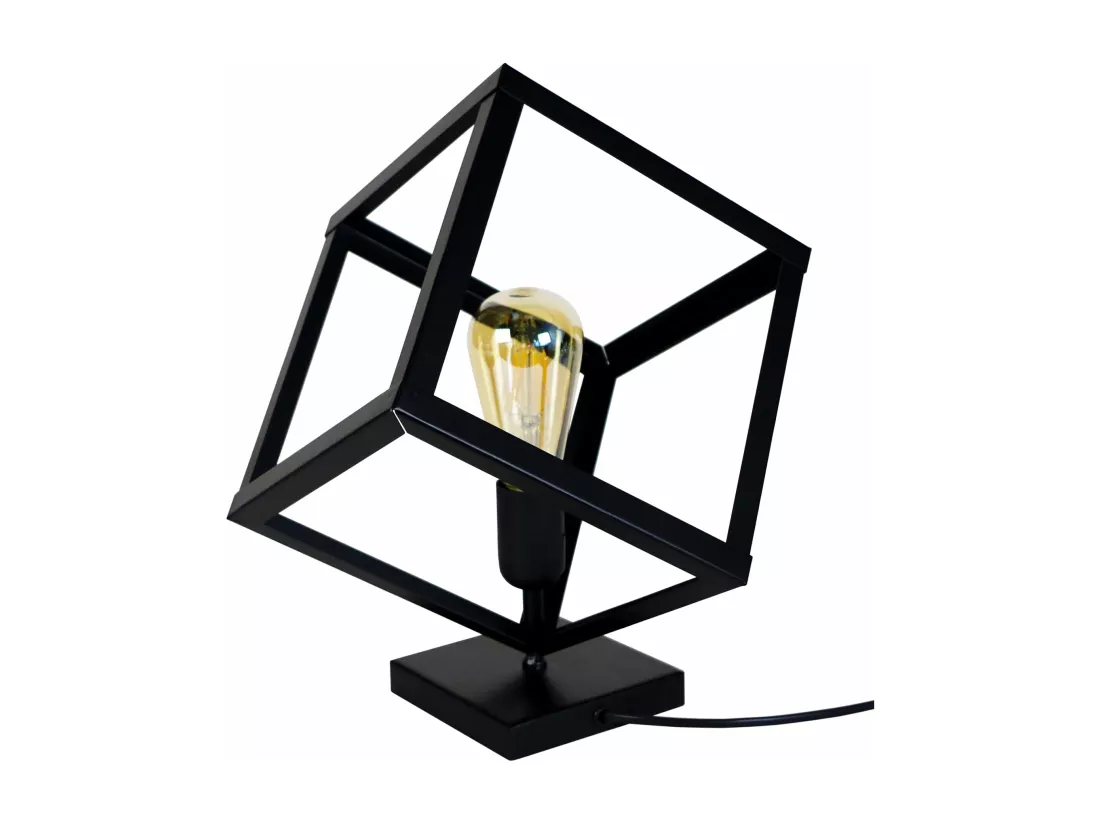 Lampe a poser géométrique métal noir 37 cm.