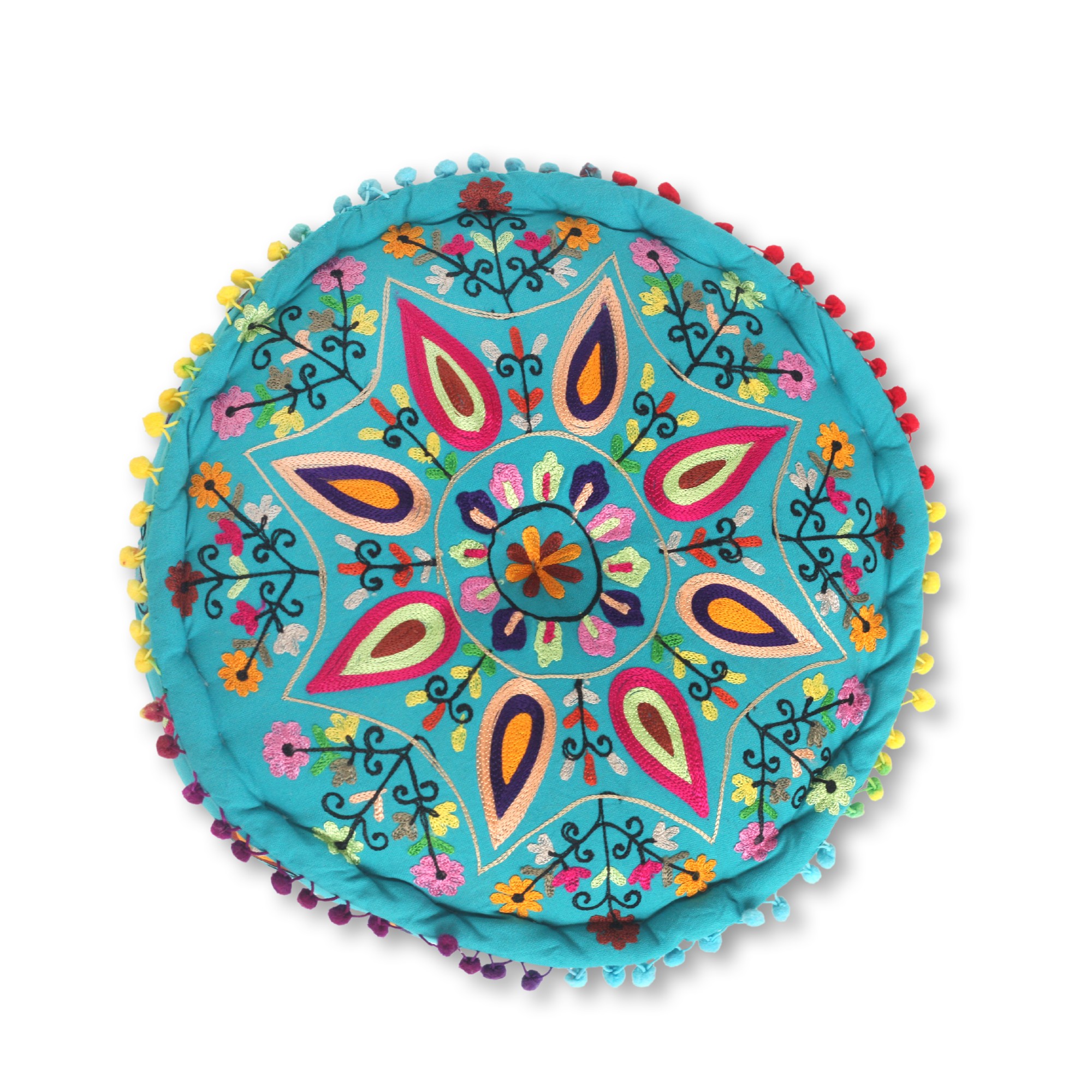 Sitzkissen 'Hasle', türkis, multicolor, Ø 40 cm, H 10 cm von fischer's lagerhaus