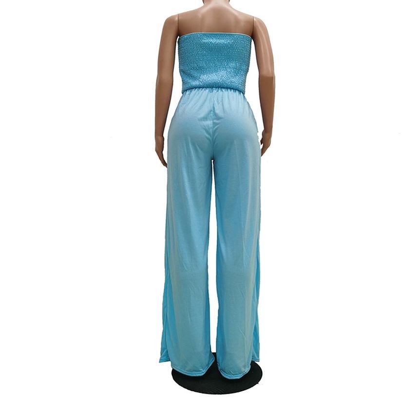 Bolgivy - Strapless jumpsuit met wijde pijpen