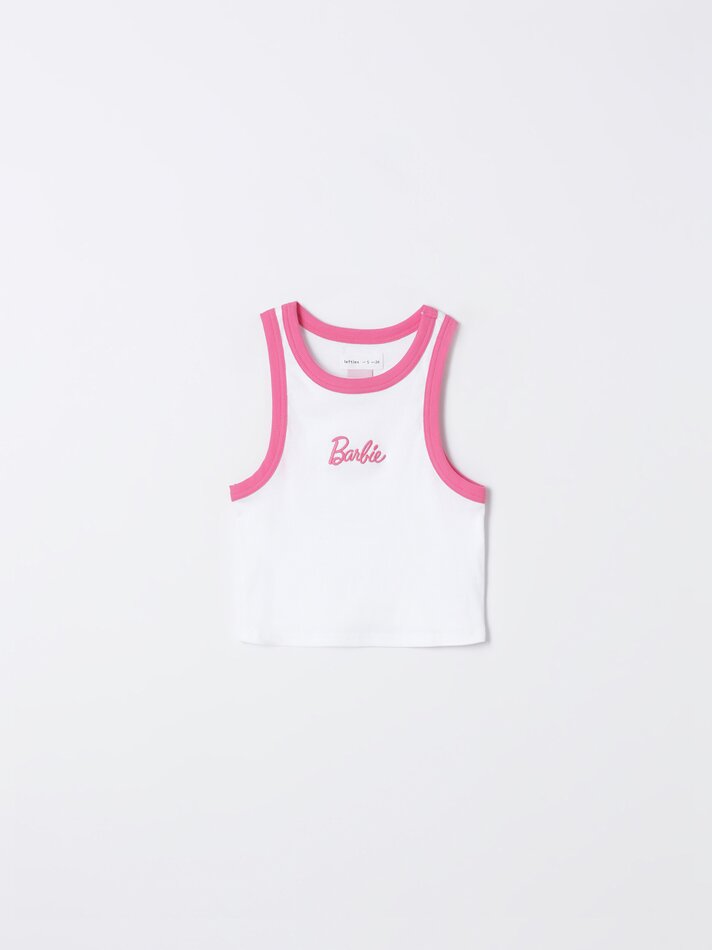 Top cropped Barbie - Rosa/Branco