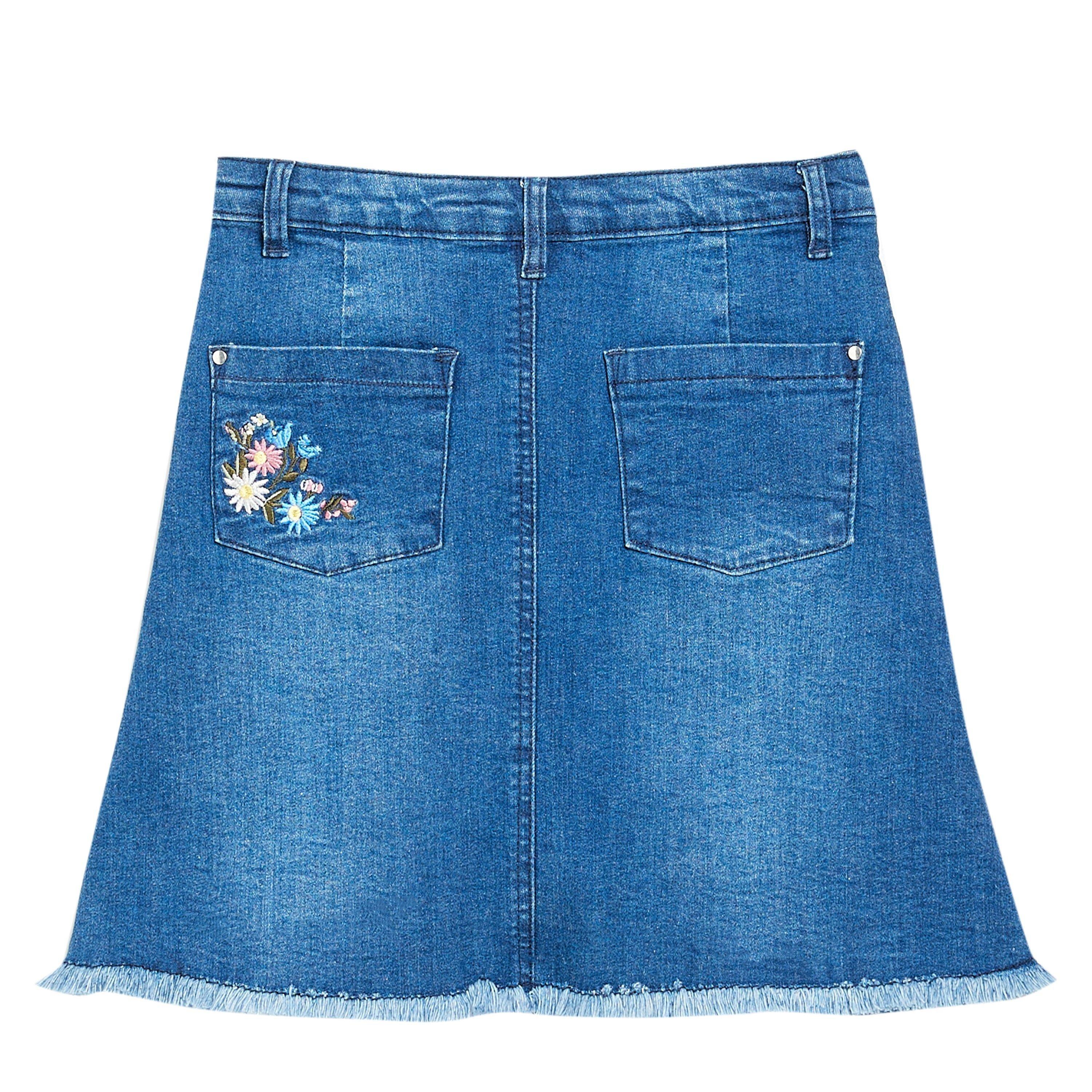 Be You Studio Older Girls Embroided Denim Skirt Blue