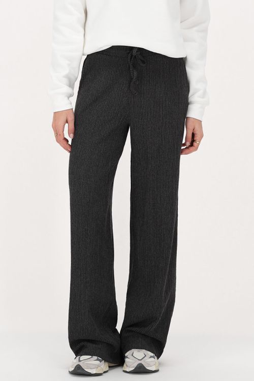 Grijze wide leg crinkle broek