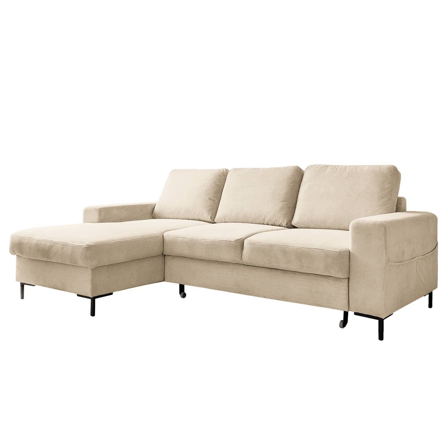 Ars manufacti Ecksofa Sagata mit Longchair Beige Cordstoff Onika 236 x