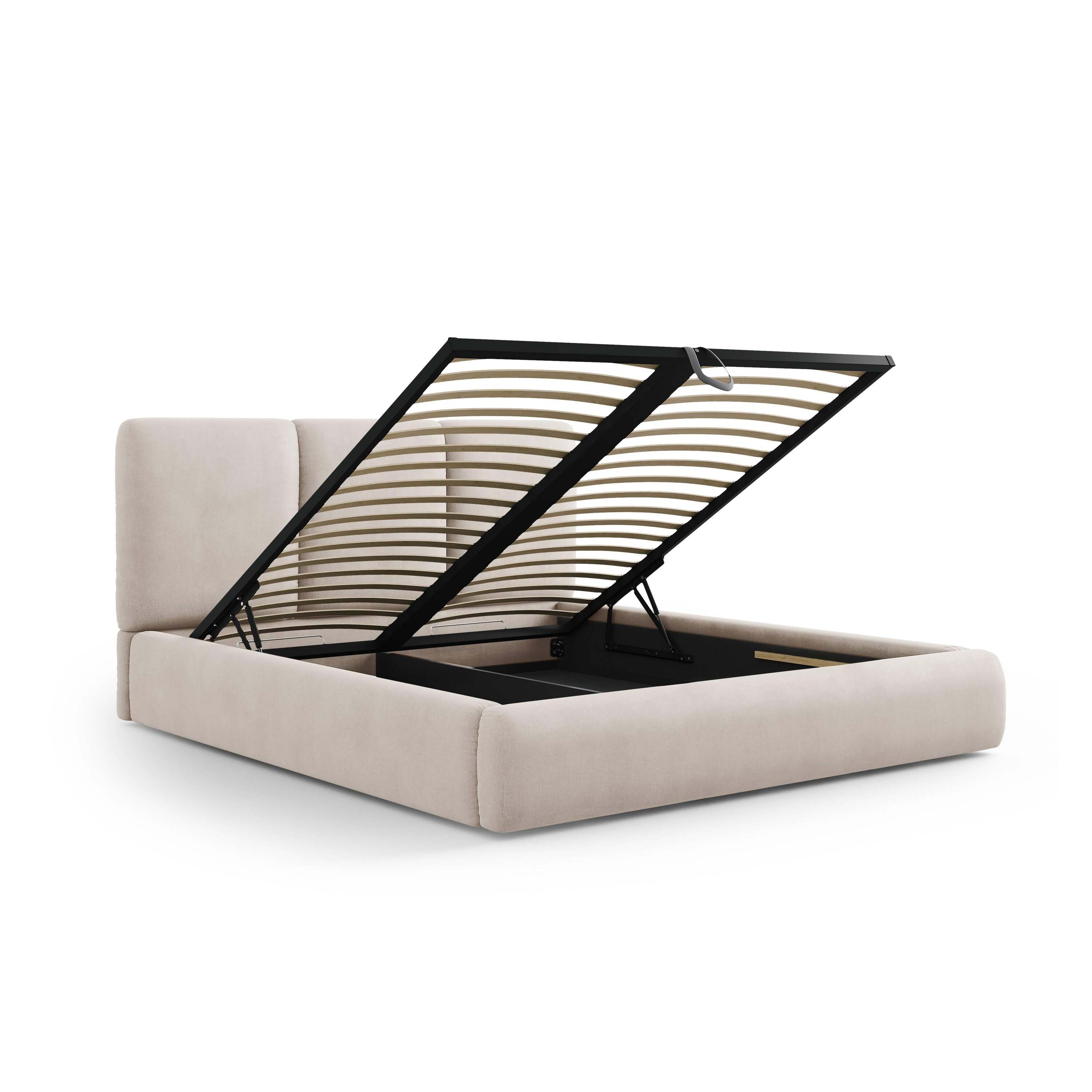 Windsor & Co Horizon Bedframe met Opbergvak - 140 x 200 cm - Chenille - Beige