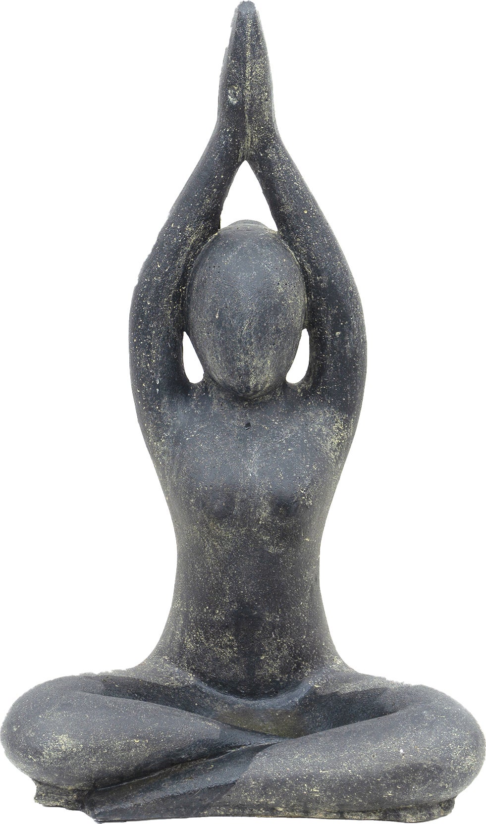 Stone Lite tuinbeeld Yoga sukhasana arm hoog zwart 16 x 20 x 30 cm