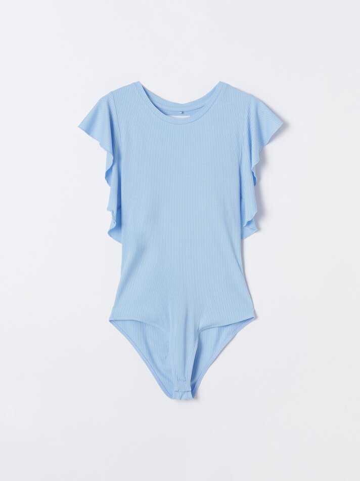 Body com babados - Azul celeste
