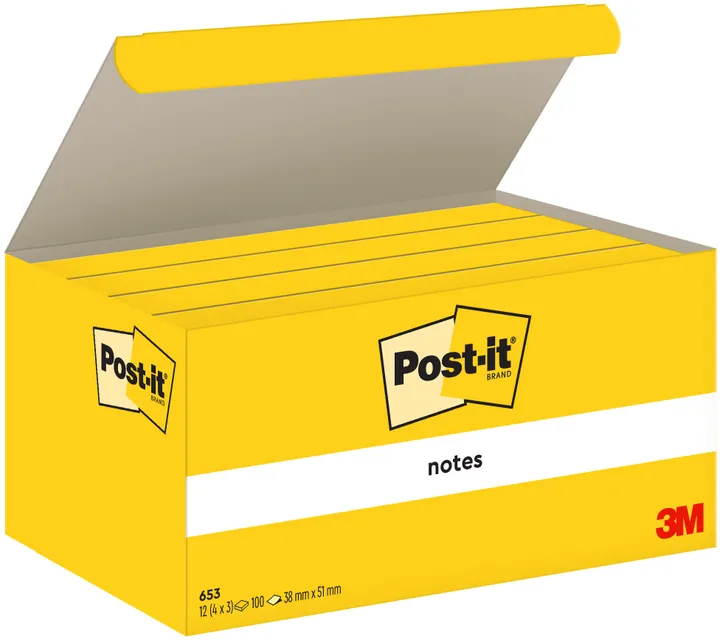 Post-It 7100296172, Rektandel, Gul, Papir, 51 mm, 38 mm, 100 ark