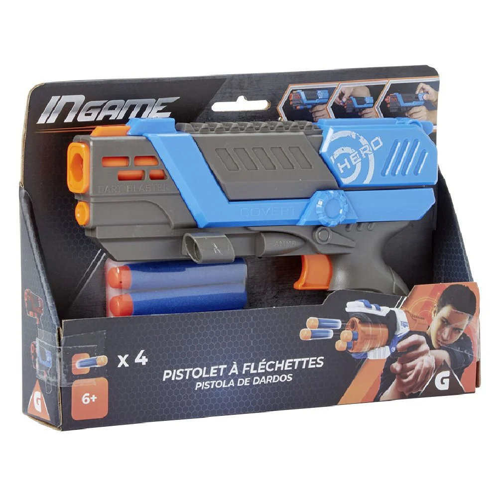Pistolet + 4 fléchettes en mousse
