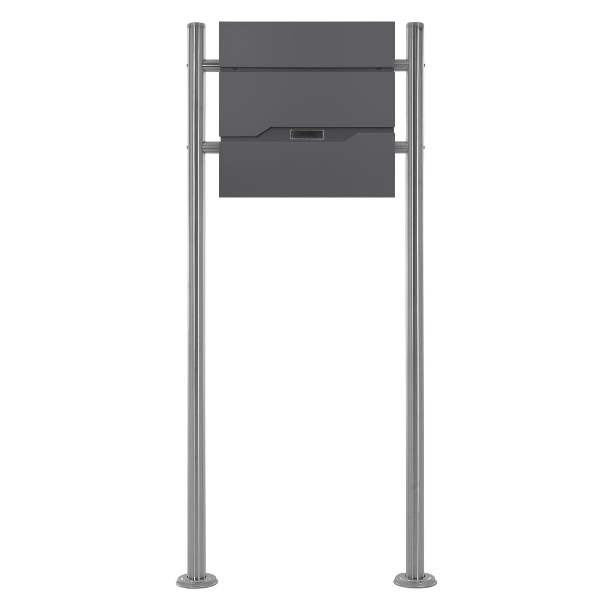 ECD Germany vrijstaande brievenbus met krantenvak, design brievenbus met post, brievenbussysteem, brievenbusstandaard zilver, hoogte 120cm, brievenbus antraciet 37x11x36,5cm, roestvrij staal, poedercoating
