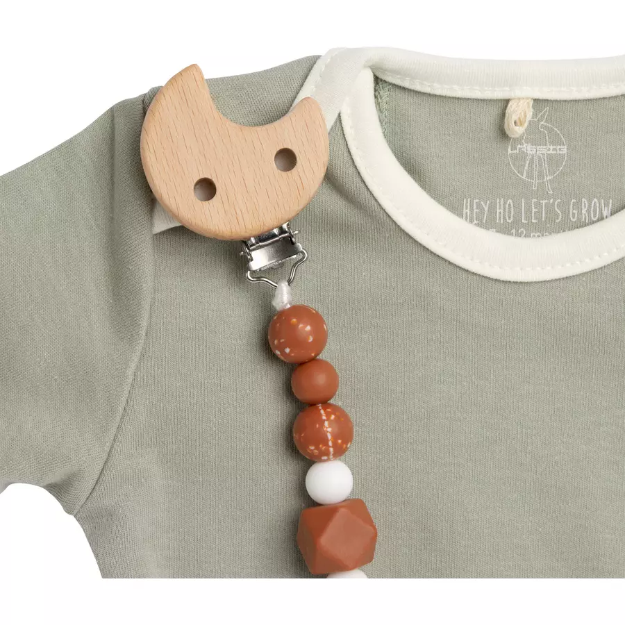 LÄSSIG Soother Holder WoodSilicone Little Universe Brown