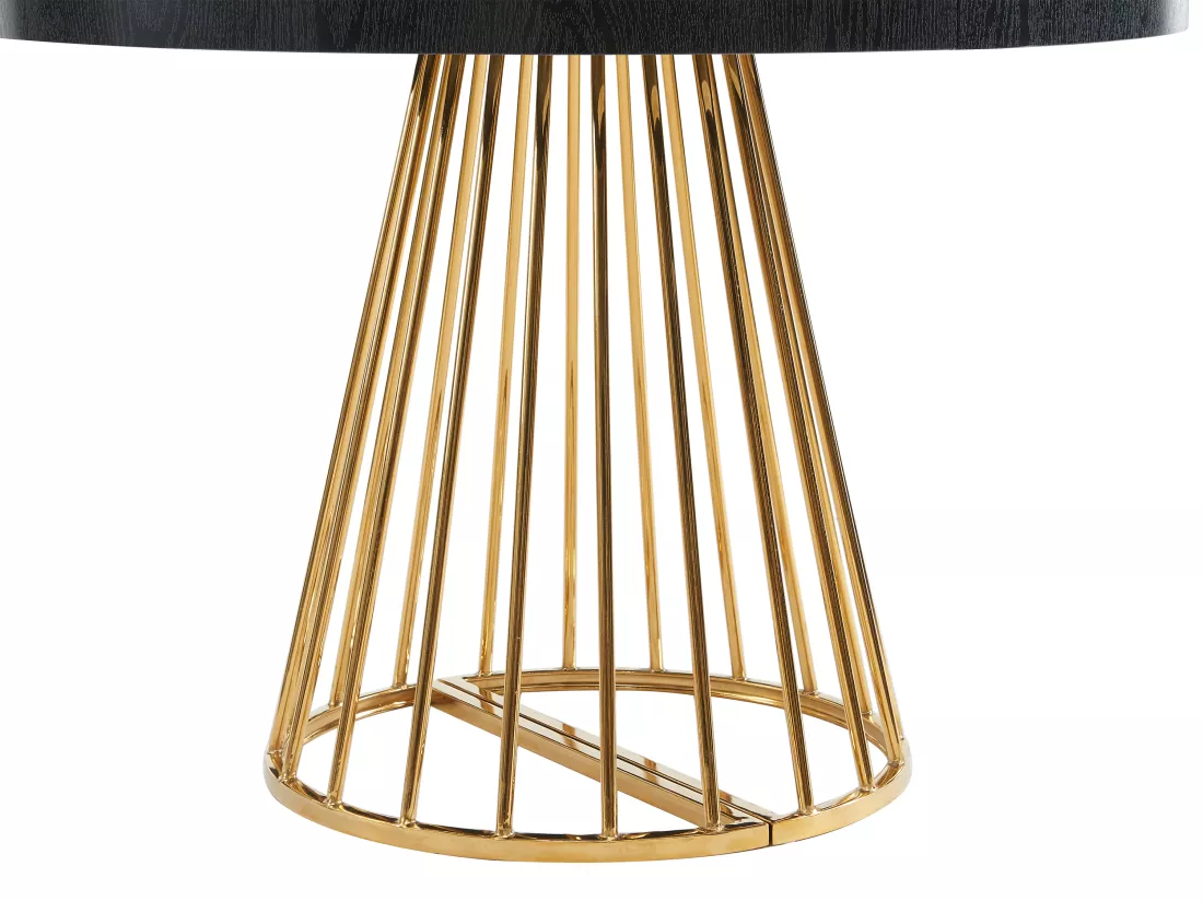 Table à manger extensible 2 à 12 personnes en MDF et acier - Noir et doré - FIRELA