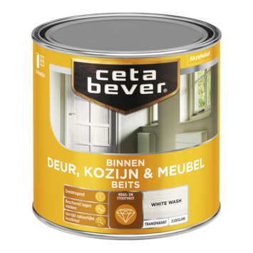 CetaBever Deur, Kozijn & Meubelbeits zijdeglans transparant white wash 250 ml
