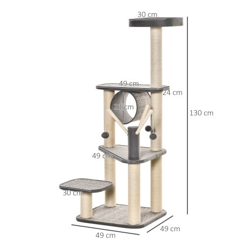 Plataformas de escalada para gatos PawHut, cinza