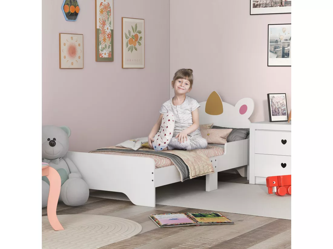 Lit enfant design licorne - sommier à lattes inclus - rose