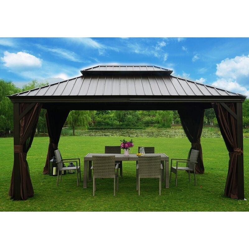 Gazebo de alumínio Alexander para pátio, 4,88 m de largura x 3,66 m de profundidade