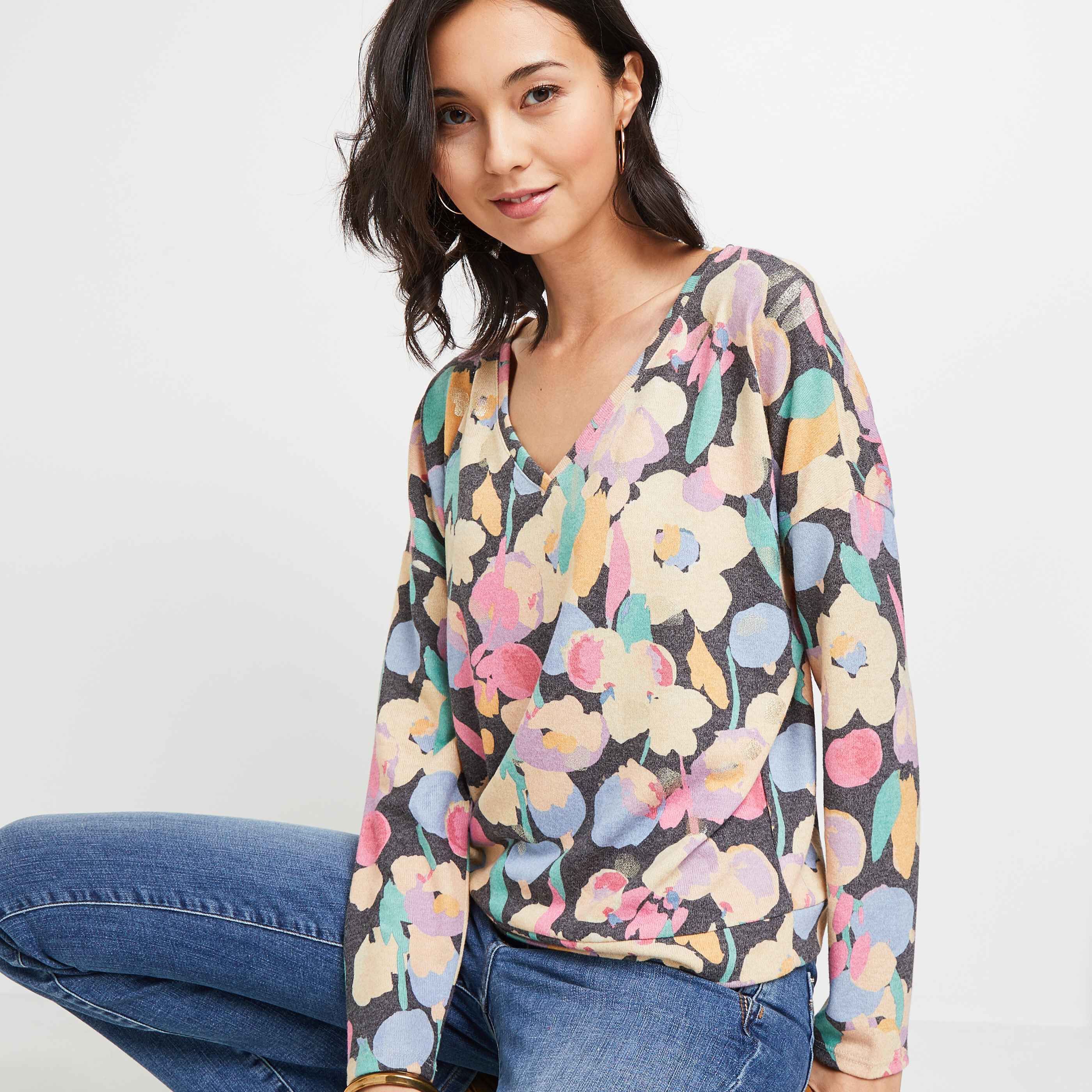 T-shirt doudou imprimé femme - GRIS CHINE