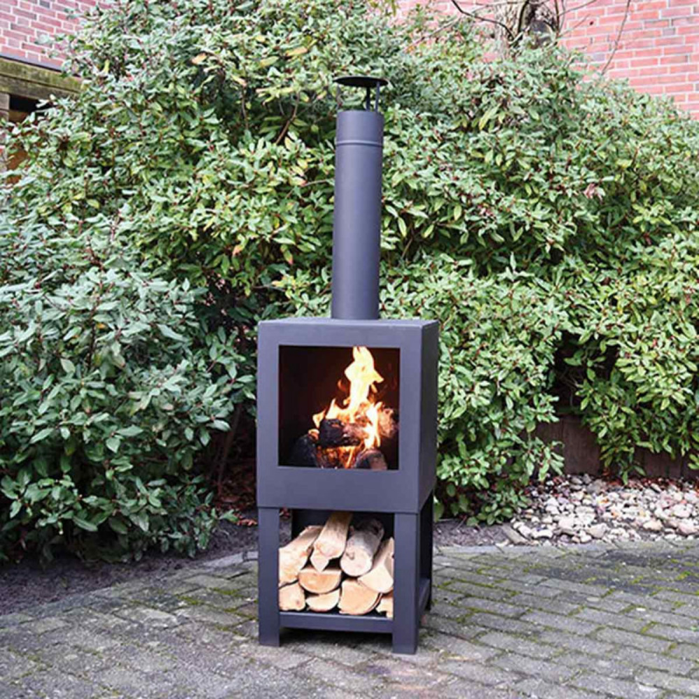 Cheminée extérieur noire 136 cm