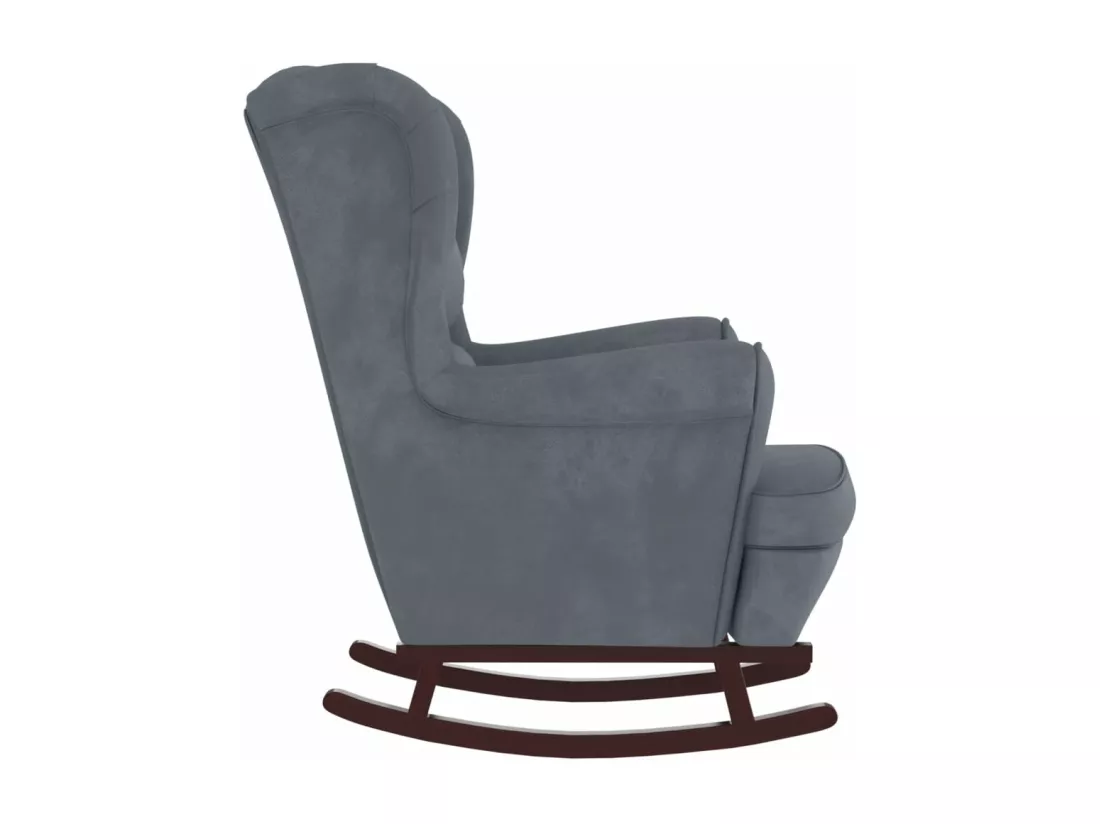 Fauteuil à bascule et pieds en bois d'hévéa Gris foncé Velours