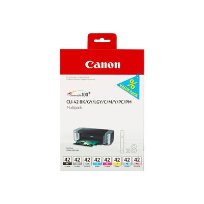 Canon CLI-42 - Pack de 8 - noir, gris, gris clair, cyan, photo cyan, magenta, photo magenta, jaune - cartouche d'encre originale