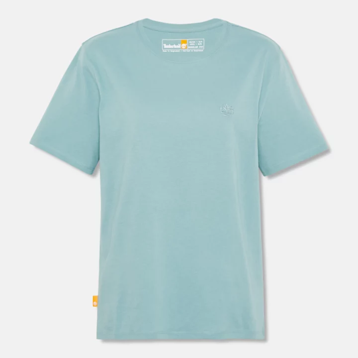 Camiseta feminina Exeter River na cor verde-azulada.