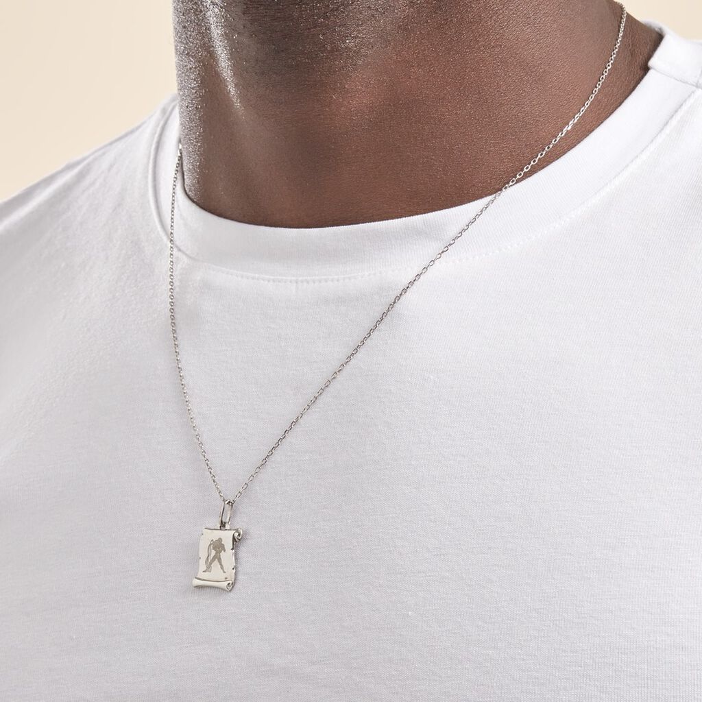 Pendentif Zodiaque Parchemin Argent Blanc