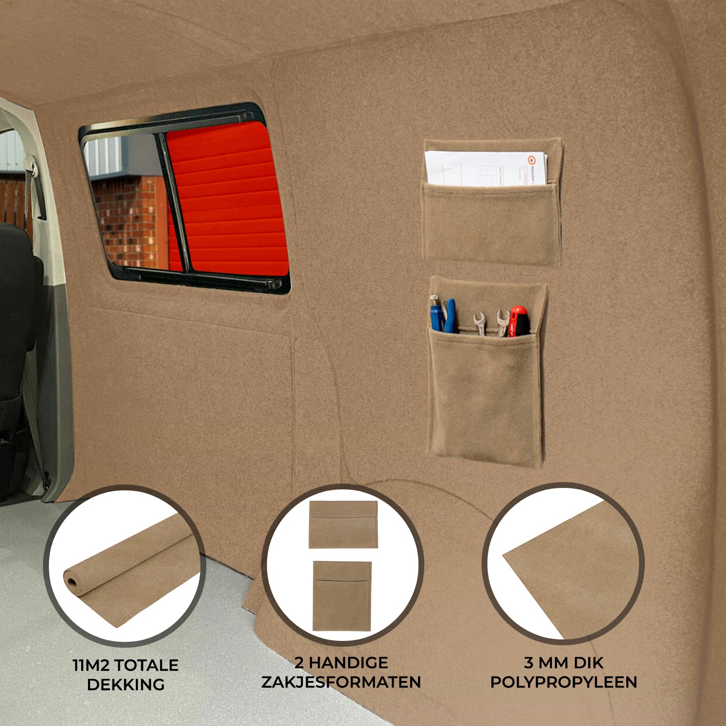 Monstershop camper bekleding met opbergvakken - Beige