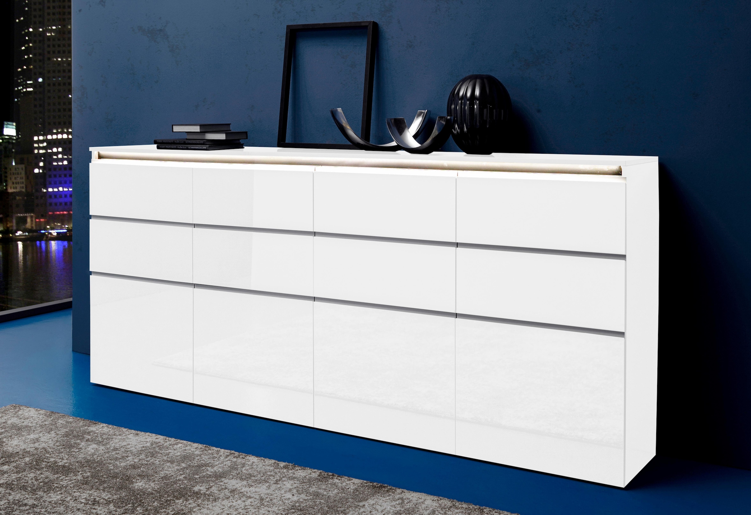 INOSIGN Highboard »Magic, Highboard, Hochschrank, Hochkommode« mit 4 Türen und 8 Schubkästen, Hochglanz lackiert, Breite 240cm