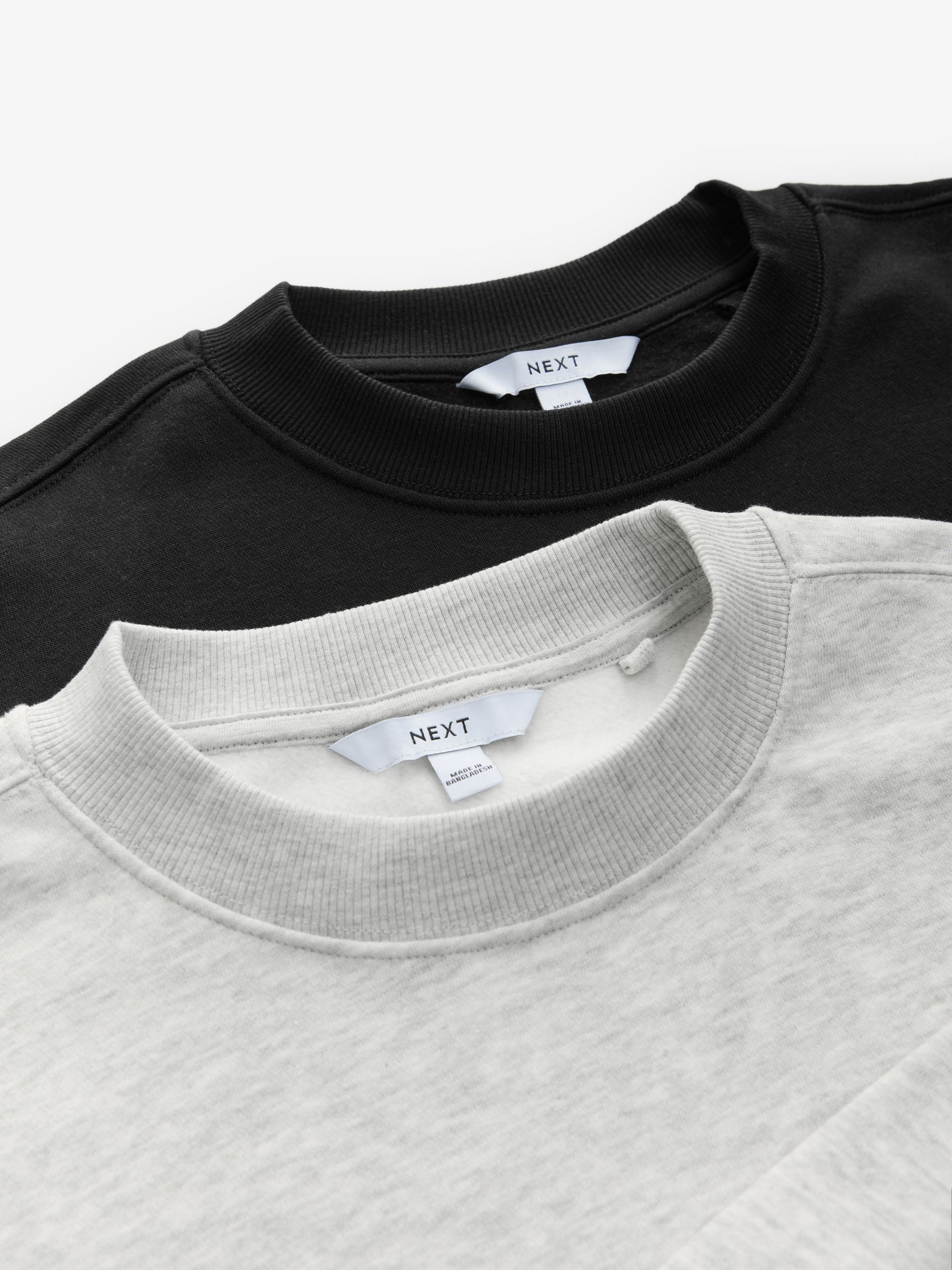 Zwart/grijs - Supersoft Peached Essentials sweatshirts met ronde hals en naaddetail verpakking van 2