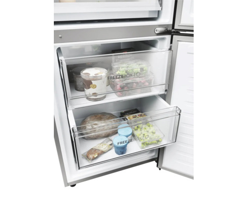 HAIER HDPW3618DNPK koel-vriescombinatie, afmetingen (B x H x D): 59,5 x 185 x 66,7 cm, koelgedeelte: 201 l, vriesgedeelte: 117 l, roestvrij staal