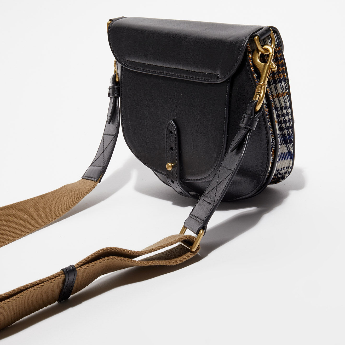 Inouitoosh Sac besace en Laine & Cuir Nichols noir - 18x14.5 cm