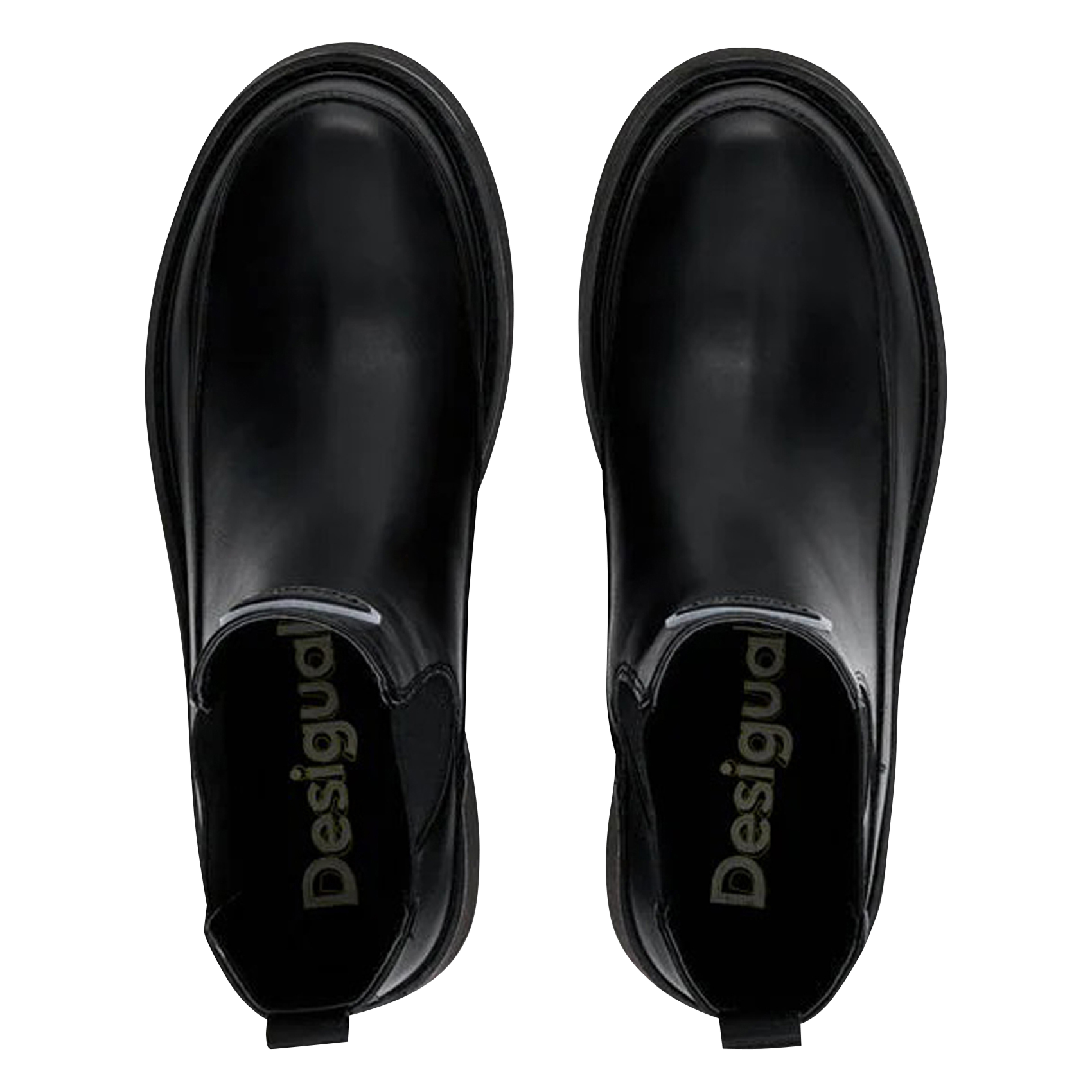 Bottines à petit talon effet cuir | Noir